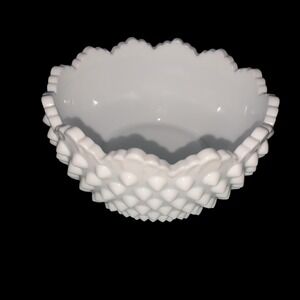 Fenton Art Glass Hobnail Milk Glass Nut Or Ice Cream Bowl Pre-Logo